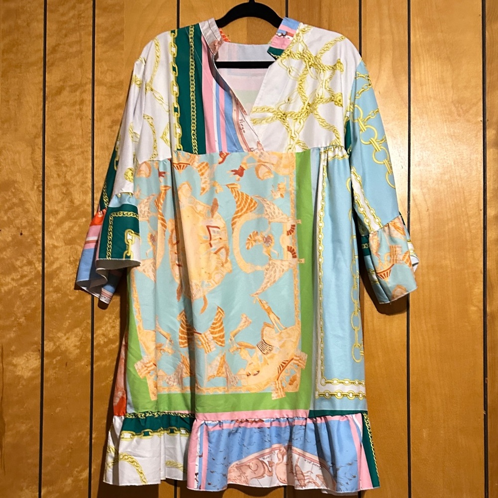 Colorful Patchwork Midi Dress